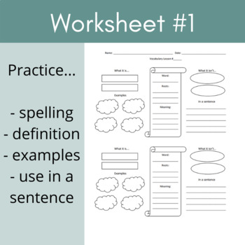 blank vocabulary worksheets for practicing spelling meaning usage and more