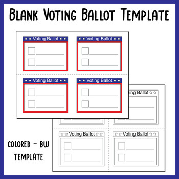 Preview of Blank Voting Ballot Template | Mock Election Day Paper Printables Activities