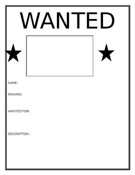 Blank Wanted Poster by Just a History Teacher | TPT