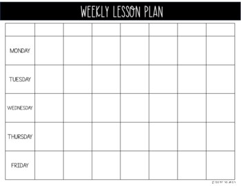 Blank Weekly Lesson Plan by room4inclusion | TPT