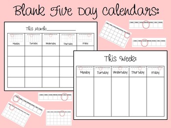 Preview of Blank Weekly and Monthly Calendars