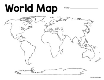 printable blank world map worksheets teachers pay teachers