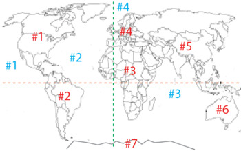Preview of Blank World Map - identify continents, oceans, equator and prime meridian