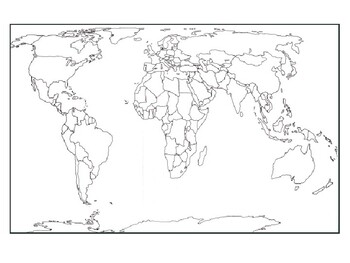 aardbeving Odysseus reservoir Blank World Map with Countries A5 and A4/3 by Steven's Social Studies