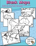 Blank World and Continents Maps