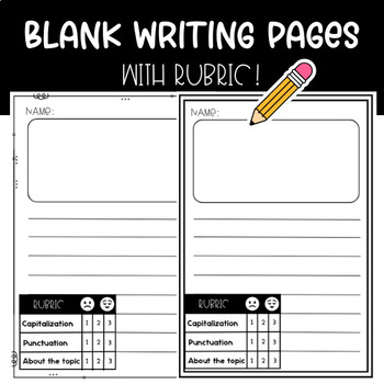 Preview of Blank Writing Page W/ Rubric at Bottom