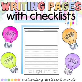 Preview of Blank Writing Page with Picture and Guided Lines- INCLUDES Checklist
