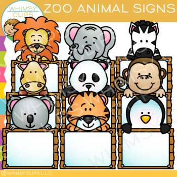 Preview of Blank Signs with Zoo Animals Clip Art