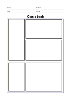 Preview of Blank comic strip worksheet for school assignment