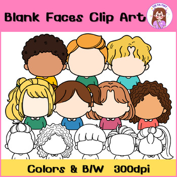 Preview of Blank face Clip Art - Blank face Templates Clip Art Set