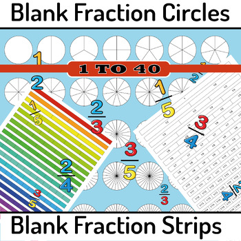 Preview of Blank fraction circles: blank fraction strips