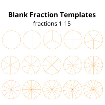 Preview of Blank fraction templates,fractional clipart,blank circle template(fractions1-15)