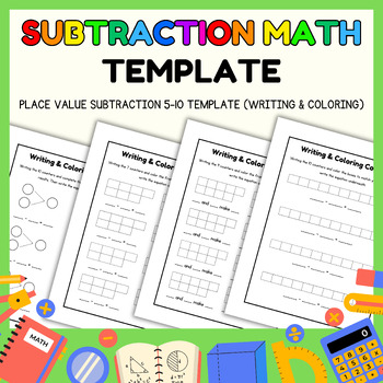 Preview of Blank math sheet l Place value subtraction template l Practice Number 5 to 10