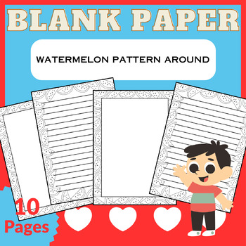 Preview of Blank paper with a watermelon pattern around it, for children.