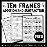 Blank ten frames Addition and Subtraction Worksheets FREE
