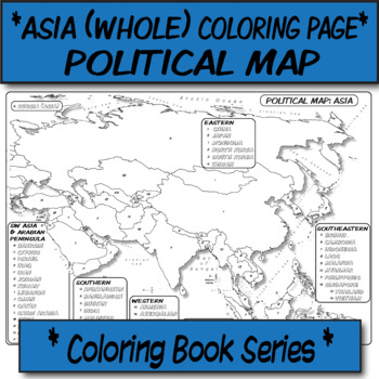 Preview of *Coloring Book Page*  Asia Political Map
