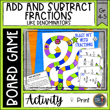 Preview of Adding and Subtracting Fractions Like Denominators Math Board Game