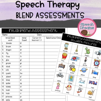 Preview of Blend Assessment for Speech Therapy for S R L Blends