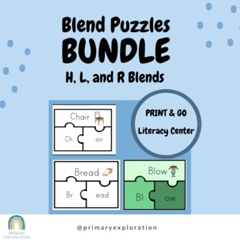 Preview of Blend Puzzles Bundle - H, L, and R Blends: literacy center for primary