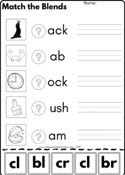 Blend Reading Worksheet - BR, BL, CR, CR Sound by The Educational Penguin