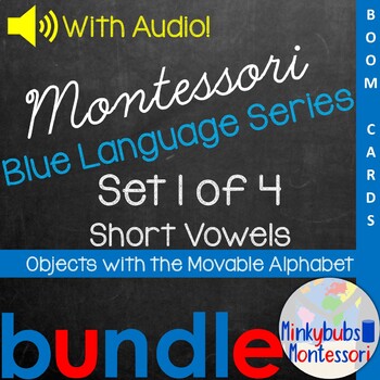 Preview of Blend Words Blue Language Movable Alphabet Activities Boom Cards BUNDLE