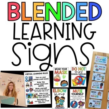 Preview of Blended Learning Behavior Signs | Social Distancing and Virtual Learning Rules