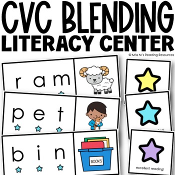 Preview of CVC Word Practice Kindergarten Literacy Center Blending CVC Words Practice