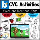 Blending CVC Words Boom Cards and CVC Rhyming Worksheets