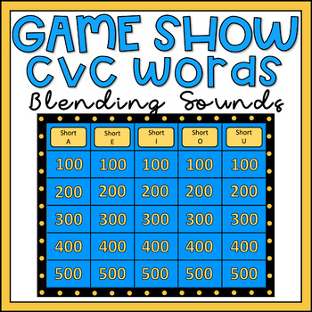 Preview of Blending CVC Words Game Show EDITABLE Digital Phonics Activity