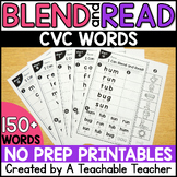 CVC Words Reading Fluency Worksheets Kindergarten Phonics