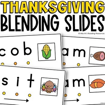 Preview of Blending CVC Words Slides Thanksgiving Activities Digital Resource for Blending