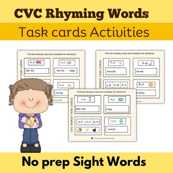 Preview of Blending CVC Words Worksheets|Sight Word Activities|Science of Reading|Taskcard 