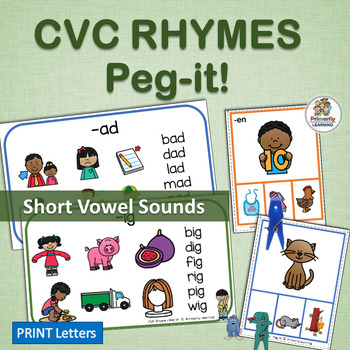 Preview of Blending CVC Words with CVC Word Peg-it Cards aligns with Science of Reading