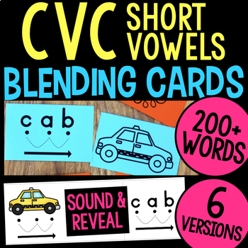 Preview of Blending CVC Words Practice Short Vowels Word List Picture Cards Segmenting