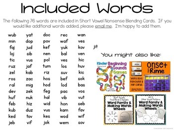 Blending Cards for CVC Nonsense Words by What I Have Learned | TpT