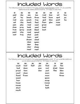 Long Vowel Teams & Other Vowel Digraphs Blending Cards Science of Reading