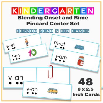 Preview of Blending Onset and Rime CVC Clip Card Activity Set