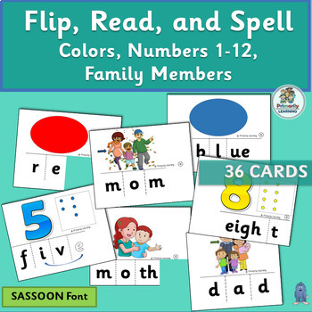 Preview of Blending & Segmenting Activities for Color, Family & Number Words - SASSOON Font
