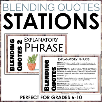 Preview of Blending, Embedding Quotes Stations for grades 6-10 ELA
