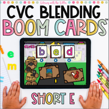 Preview of Blending Short E CVC Words BOOM Cards™ | Distance Learning