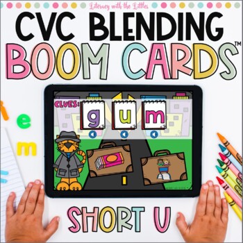 Preview of Blending Short U CVC Words Boom Cards™ for Beginning Readers