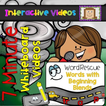 Preview of Blending Sounds - Words with Beginning Blends 7 Minute Whiteboard Videos