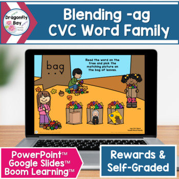 Preview of ag CVC Word Family Blending for PowerPoint™ Google Slides™ Boom Learning™
