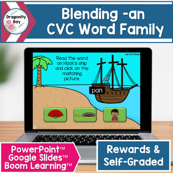 Preview of an CVC Word Family Blending for PowerPoint™ Google Slides™ Boom Learning™