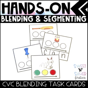 Preview of Blending and Segmenting - Hands On Differentiated CVC Task Cards