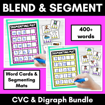 Preview of Blend & Segment Task Cards | Kindergarten Bundle