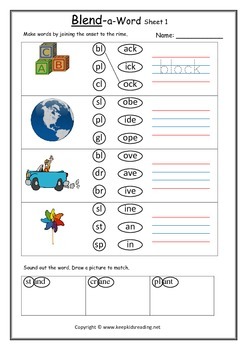 Blending sounds. Onset and rime match by Keep Kids Reading | Teachers