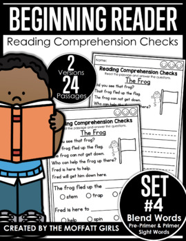 Preview of Blends Beginning Reading Comprehension Checks Phonics Based Set 4 (GOOGLE READY)