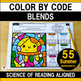 Blends Color by Code Summer Worksheets Science of Reading 