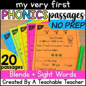 Preview of Blends Decodable Passages First Grade with Ending Final Blends, L, R Blends